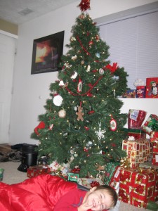 Sleeping under the Christmas tree Dec. 23rd